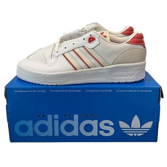 Adidas Rivalry Low Ewing Men 9-12 Casual Retro Shoe White Red Sneaker Trainer - Picture 1 of 16